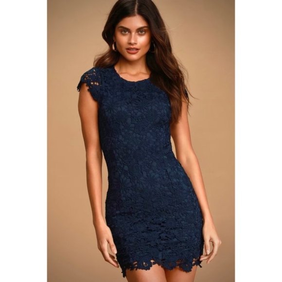 Lulu’s Everlasting Light Backless Lace Dress Navy - Picture 3 of 10